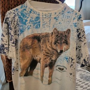 Vintage 90s National Wildlife Federation Wolf T-shirt - Size M